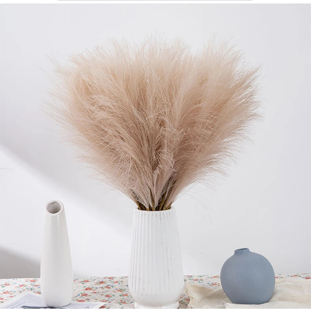 5/10/20PCS Fluffy Pampas Grass Boho Decor Artificial Flower Fake Plant Reed Simulated Party Wedding Home Decoration 42CM The Home Essentials
