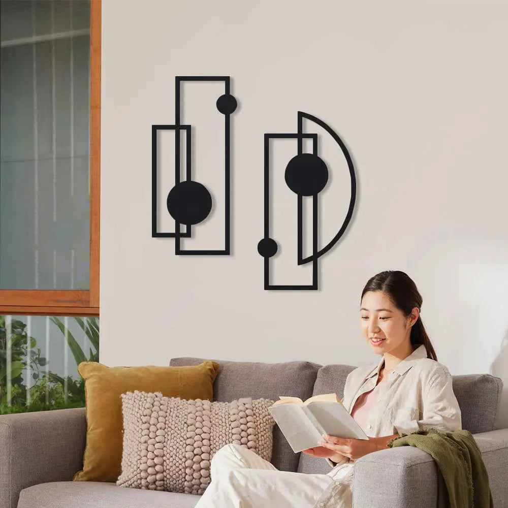 2pcs/set Metal Wall Decor, Metal Wall Art Minimalist, Wall Art Abstract Metal Hollow Vertical Decorations, Wall Sculptures