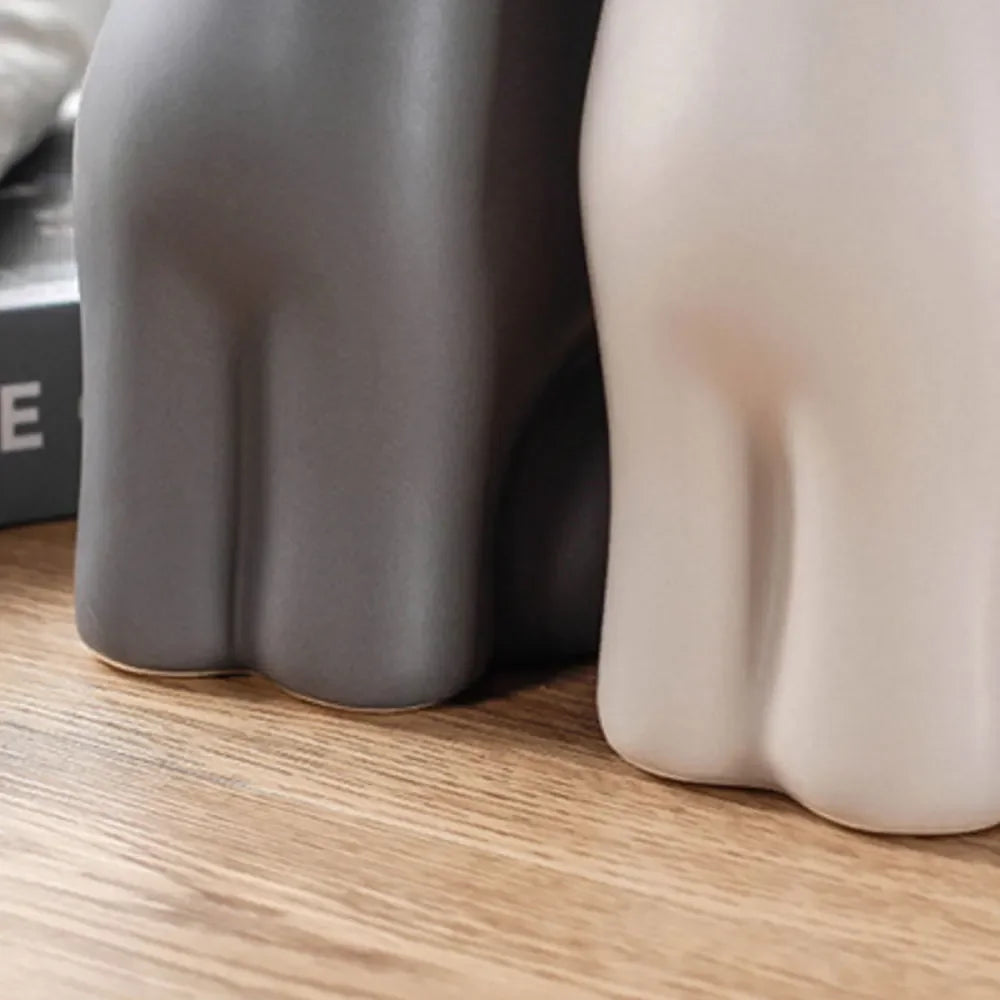 Ceramic Elephant Figurines for Living Room Creative Miniatures Animal Ornaments Crafts and Furnishings 2PCs