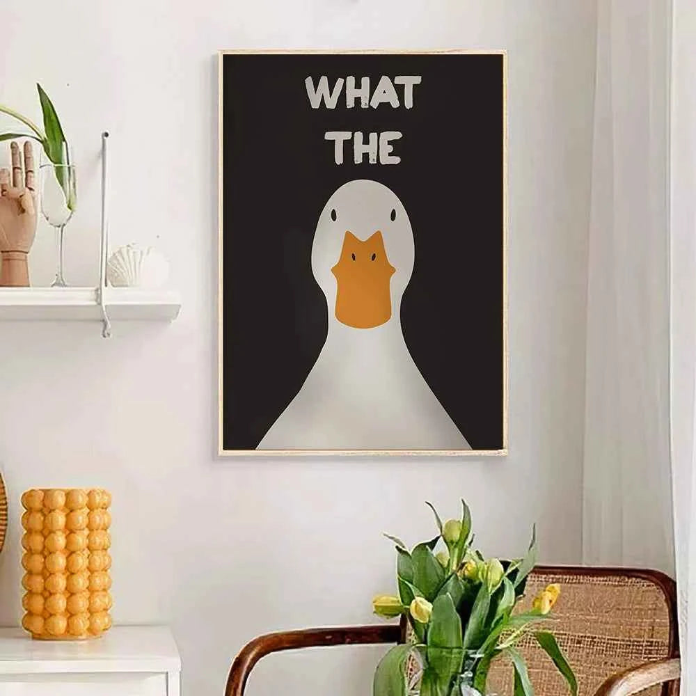 What the Duck Print Art Picture Funny Cute Animal Canvas Posters Modern Wall Painting for Bathroom Bedroom Dorm Decor