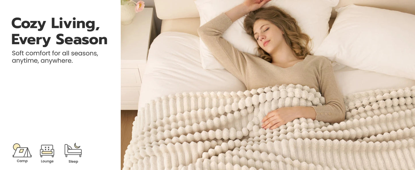 Joiedomi White Throw Blanket for Couch, Soft & Warm Fleece Blankets Gifts for Women Men Mom, Cozy Cute Soft Cream White Throw 50x60 Inches The Home Essentials