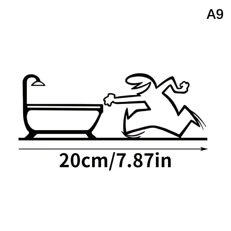 2D Flat Metal Wall Art, Modern Bathroom Decor Sign with Mounting Holes, Easy Install Black Novelty Gift The Home Essentials