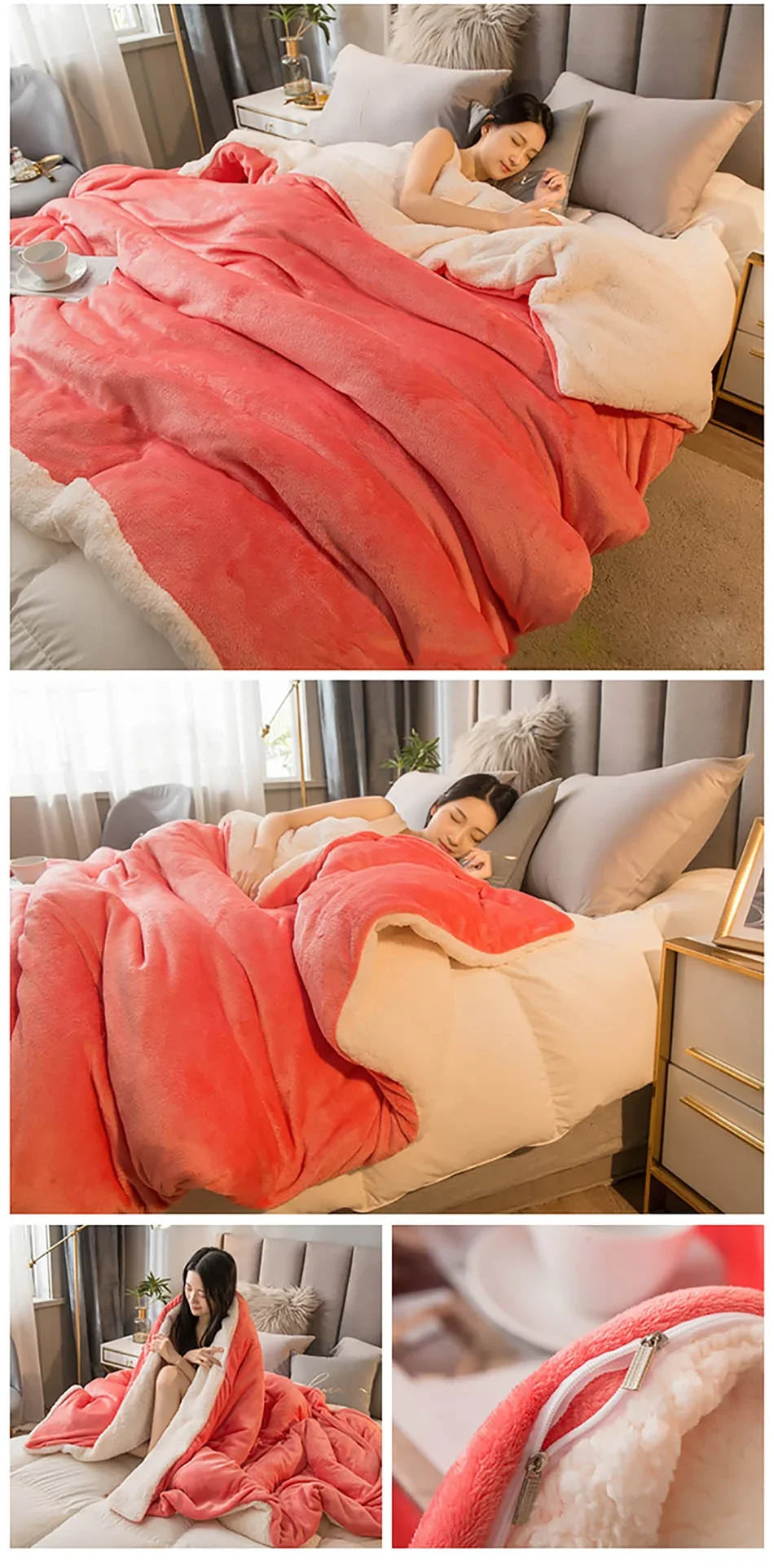Wool Throw Blanket Keep Warm Winter Bed Blankets Double Sided Queen Duvet Cover Camping Double Bed Cover Bedspread On The Bed The Home Essentials