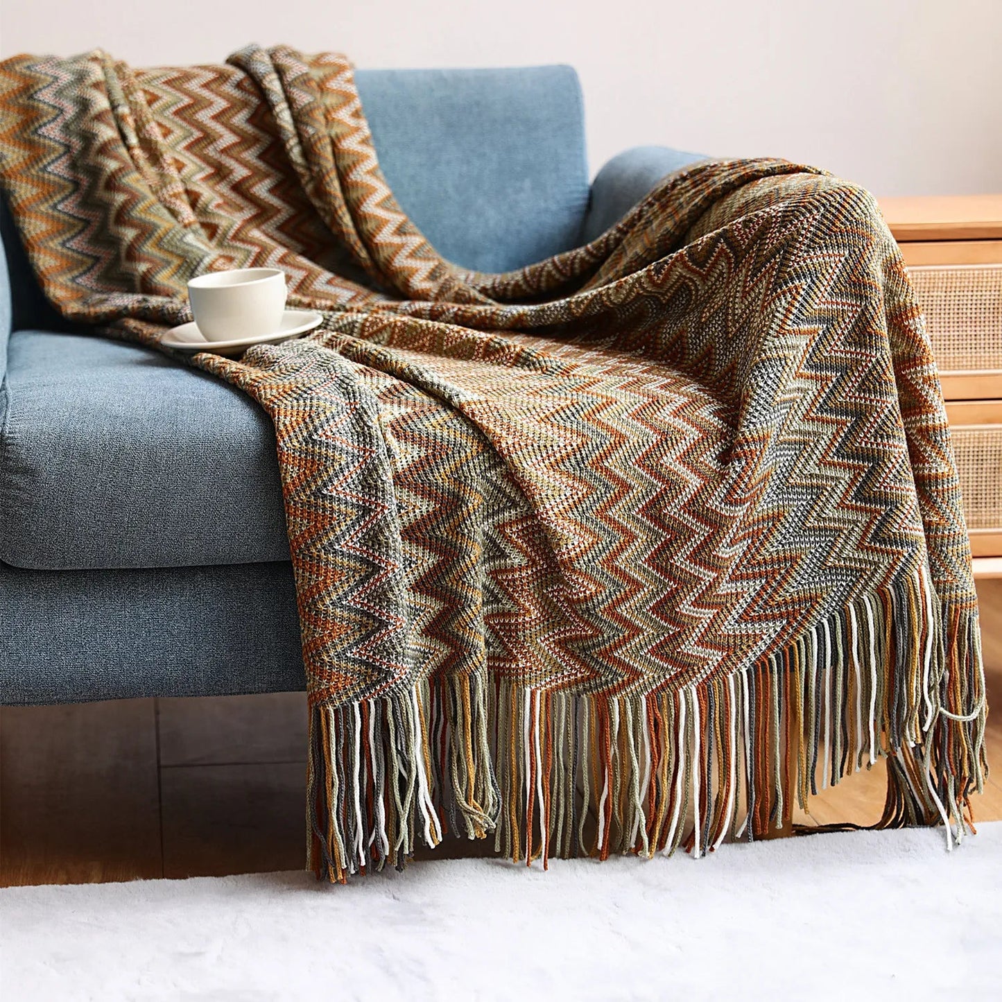 Nordic Knitted Blanket Soft Summer Air Conditioning Sofa Bed Plaid Travel Nap Cozy Blanket with Tassels for Comforter Decor The Home Essentials