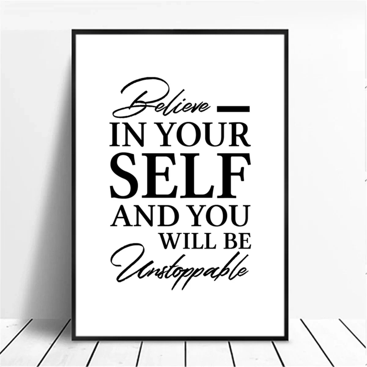 Canvas Painting Positive Energy Phrases Motivational Words Quote Poster Black and White Minimalist Wall Art Pictures Home Decor The Home Essentials