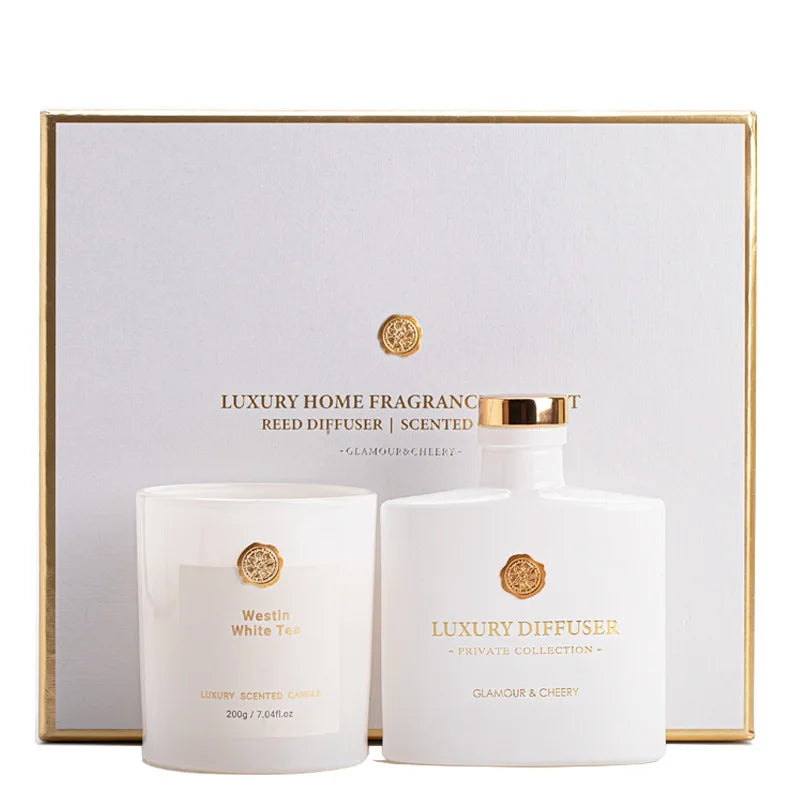 Reed Diffuser & Scented Candle Gift Set, Fragrance Diffuser & Soy Wax Candles in Glass Jar, Natural Candles Gifts for Home Decor The Home Essentials