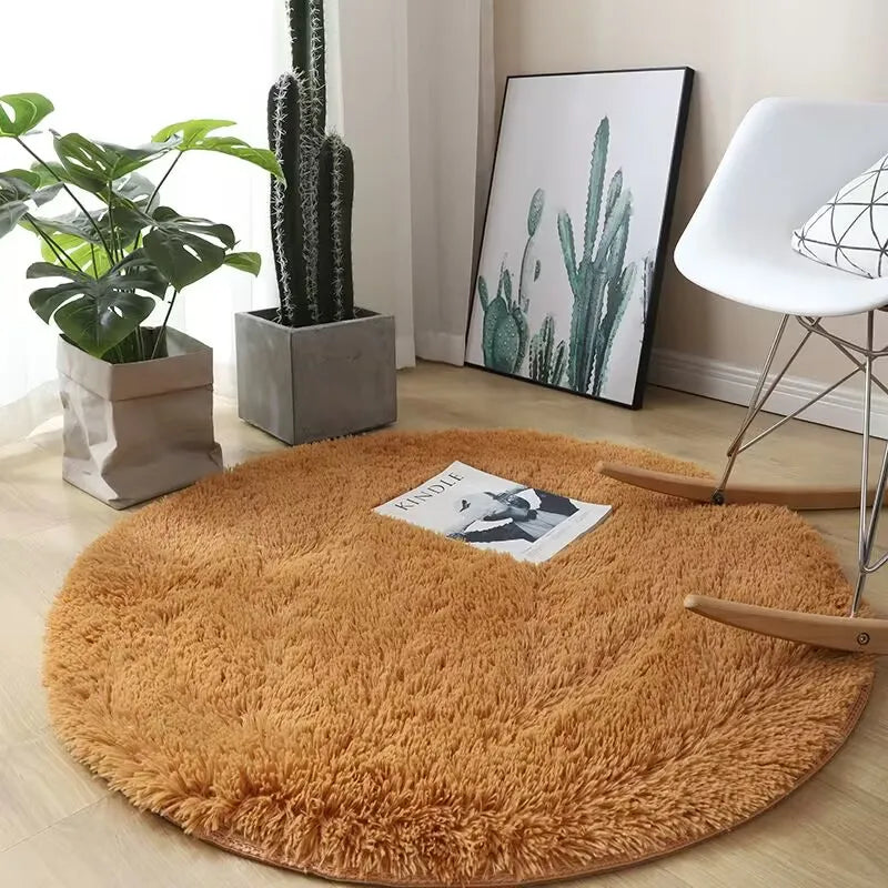 Plush round carpet living Room Decoration Children's Bedroom fluffy white carpet non-slip blanket bedside design Room play mat The Home Essentials