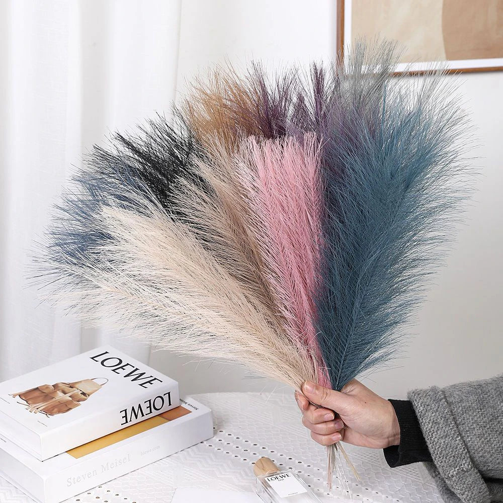 5/10/20PCS Fluffy Pampas Grass Boho Decor Artificial Flower Fake Plant Reed Simulated Party Wedding Home Decoration 42CM The Home Essentials