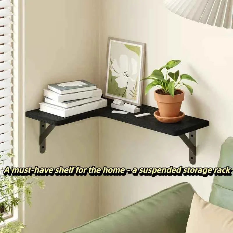 Space Saving Corner Wall Shelves Modern Corner Wall Mounted Shelves Delicate Wood Floating Shelves for Decoration
