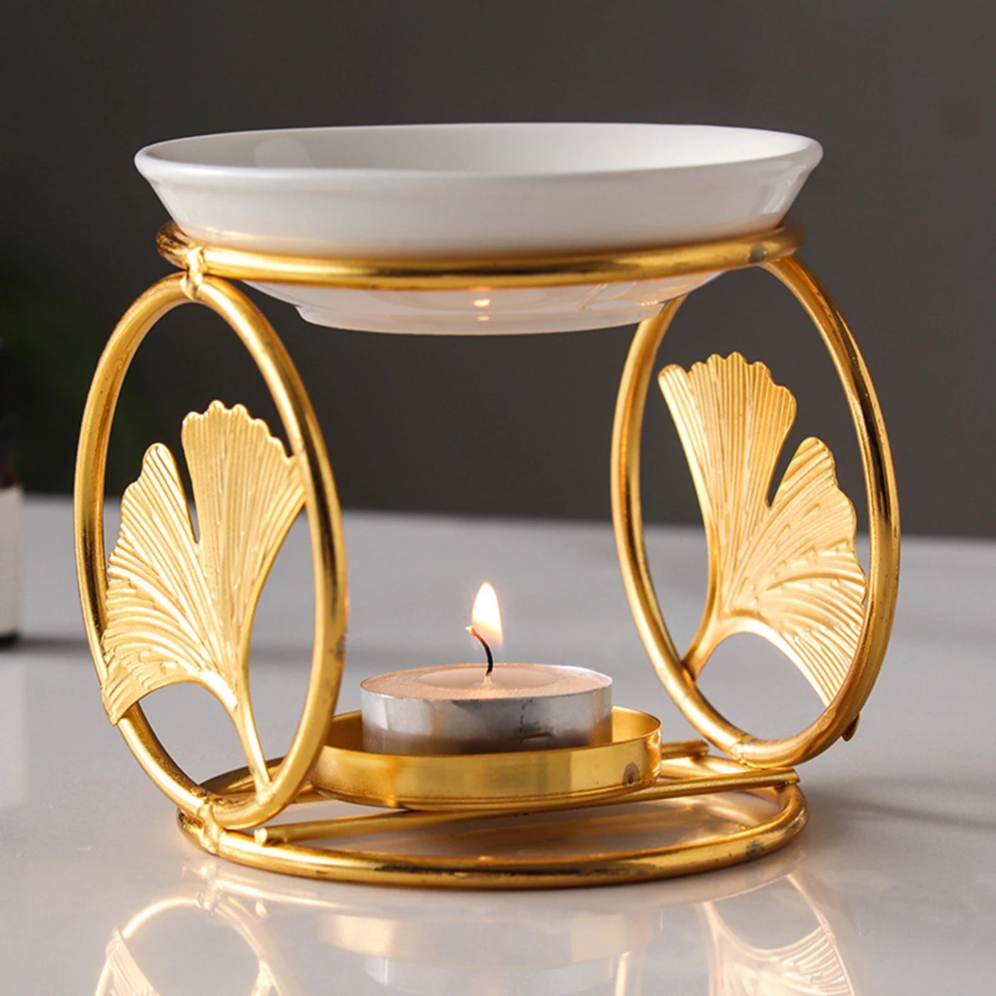Ceramic Candle Holder Essential Oil Burner Diffuser Furnace Warmer Tealight Candle Wood Base Lamp Porcelain Living Room Decor The Home Essentials