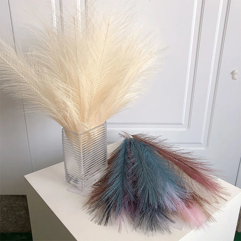 5/10/20PCS Fluffy Pampas Grass Boho Decor Artificial Flower Fake Plant Reed Simulated Party Wedding Home Decoration 42CM The Home Essentials