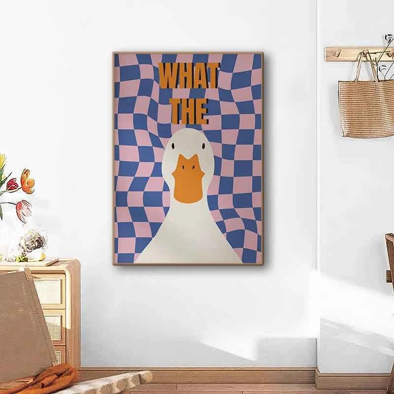 What the Duck Print Art Picture Funny Cute Animal Canvas Posters Modern Wall Painting for Bathroom Bedroom Dorm Decor