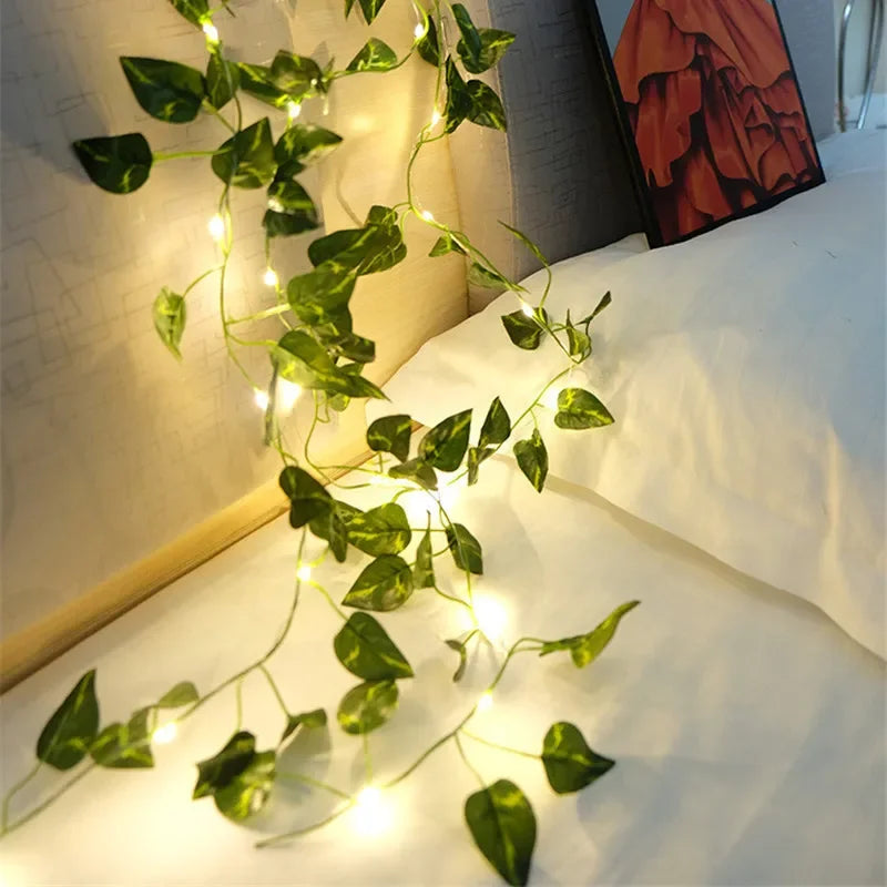 Flower Green Leaf String Lights Artificial Vine Fairy Lights Battery Powered Christmas Tree Garland Light for Weeding Home Decor The Home Essentials
