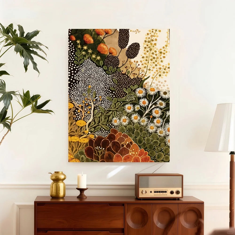 Framed 1pc Modern Abstract Botanical Wall Art - Wildflower Canvas Painting Suitable for Living Room, Bedroom, Kitchen, Bathroom The Home Essentials