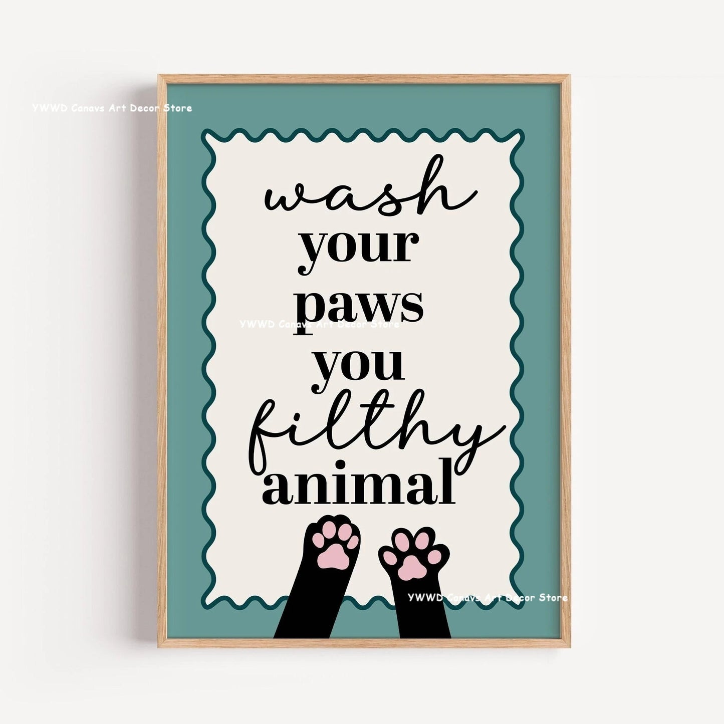 Wash Your Paws Black Cat Animal Canvas Print Funny Bathroom Quote Wall Art Poster for Modern Living Room Toilet Home Decor Gifts The Home Essentials