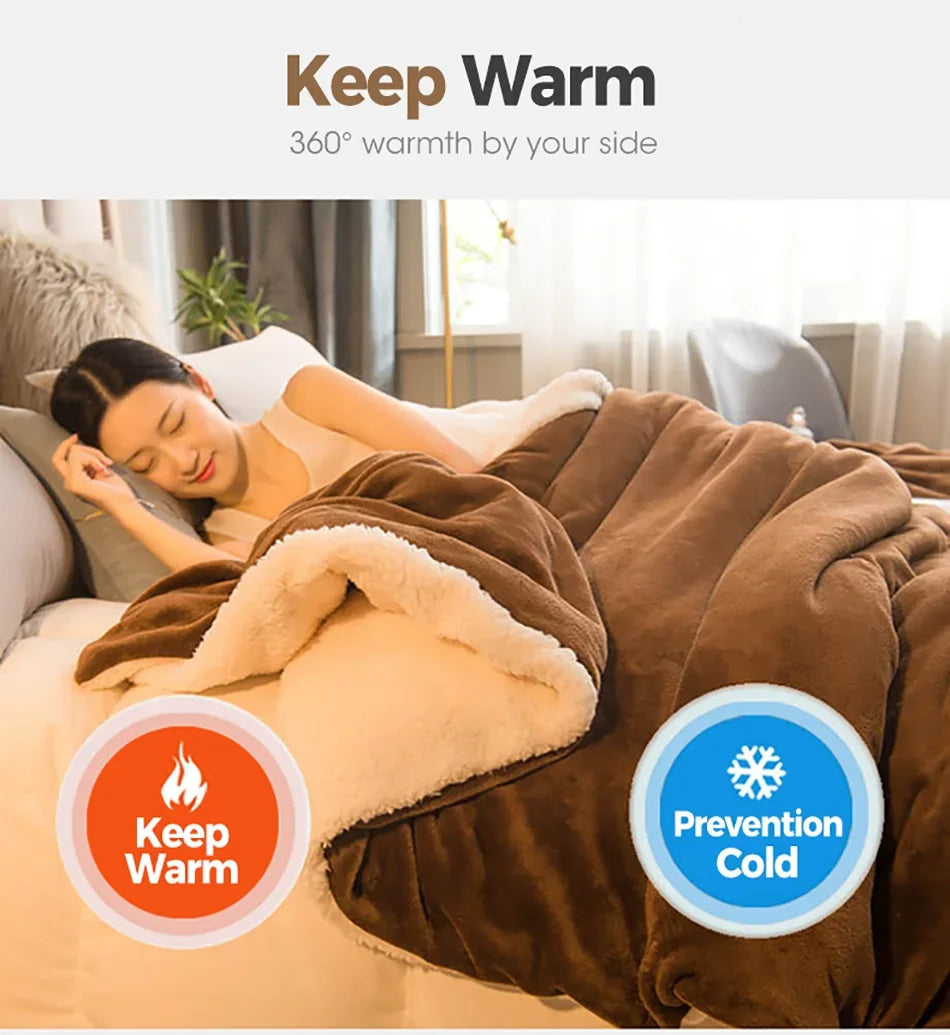 Wool Throw Blanket Keep Warm Winter Bed Blankets Double Sided Queen Duvet Cover Camping Double Bed Cover Bedspread On The Bed The Home Essentials