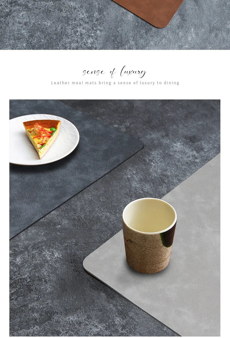 Luxury Placemat Leather Waterproof Double Layer Cowhide  Western Food Mat Hotel Insulation Mat Placemats for Dinning Table The Home Essentials