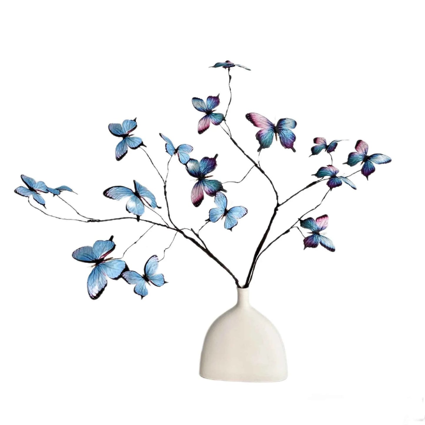 27.6 Inch Artificial Butterfly Flowers with Dried Branches Faux Floral Arrangement for Home Decor Window Display Wedding