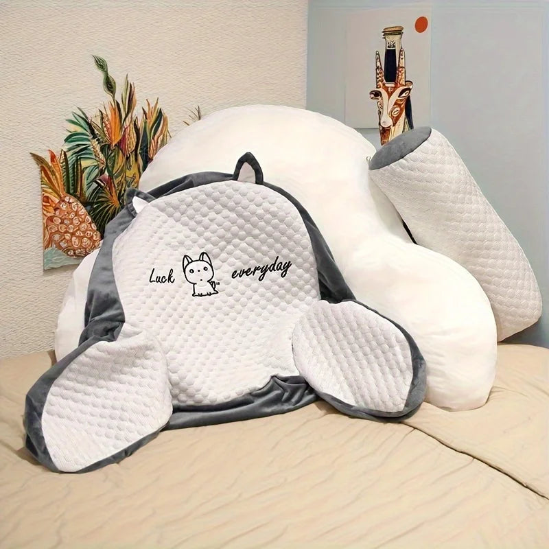 1pc Adjustable Reading Pillow - Ergonomic Back Support Cushion for Bed/Sofa/Floor, Gray Quilted Breathable Design The Home Essentials