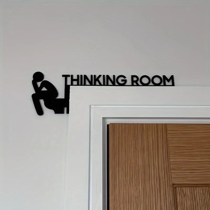 1pc Modern Metal Toilet Door Sign - Stylish Thinking Room Wall Sculpture - Home Decor Artwork - Decorative Door Frame Pendant The Home Essentials