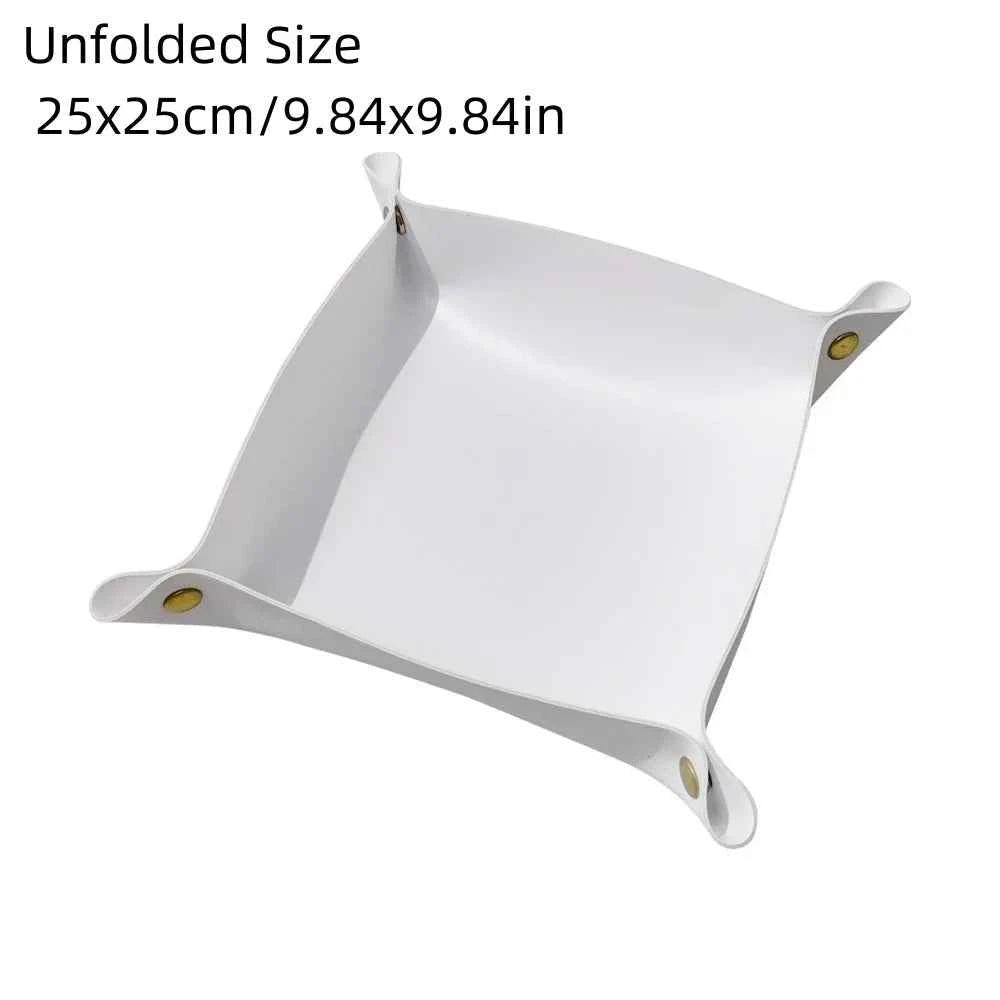 1PC 25X25CM Leather Tray Foldable Table Storage Box Jewelry Key Coin Desk Top Organizer Entryway Nightstand Home  Decoration