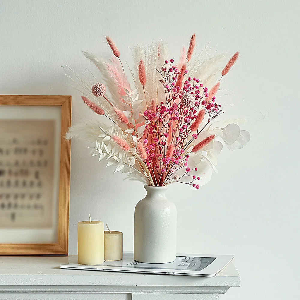 Pink White Dried Flowers Mariage Bouquet Centerpieces for Weddings Natural Pampas Grass Real Gypsophile Nordic Boho Home Decor The Home Essentials