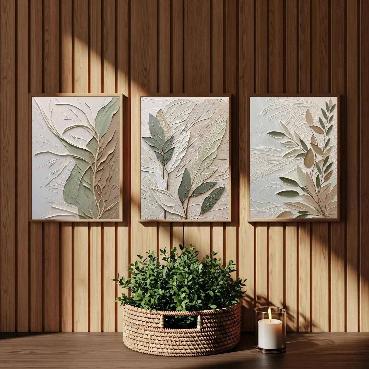 3pcs Textured Leaf Art Poster Neutral Tone Canvas Printing for Modern Home Decoration, Elegant Wall Arts Thoughtful Gifts