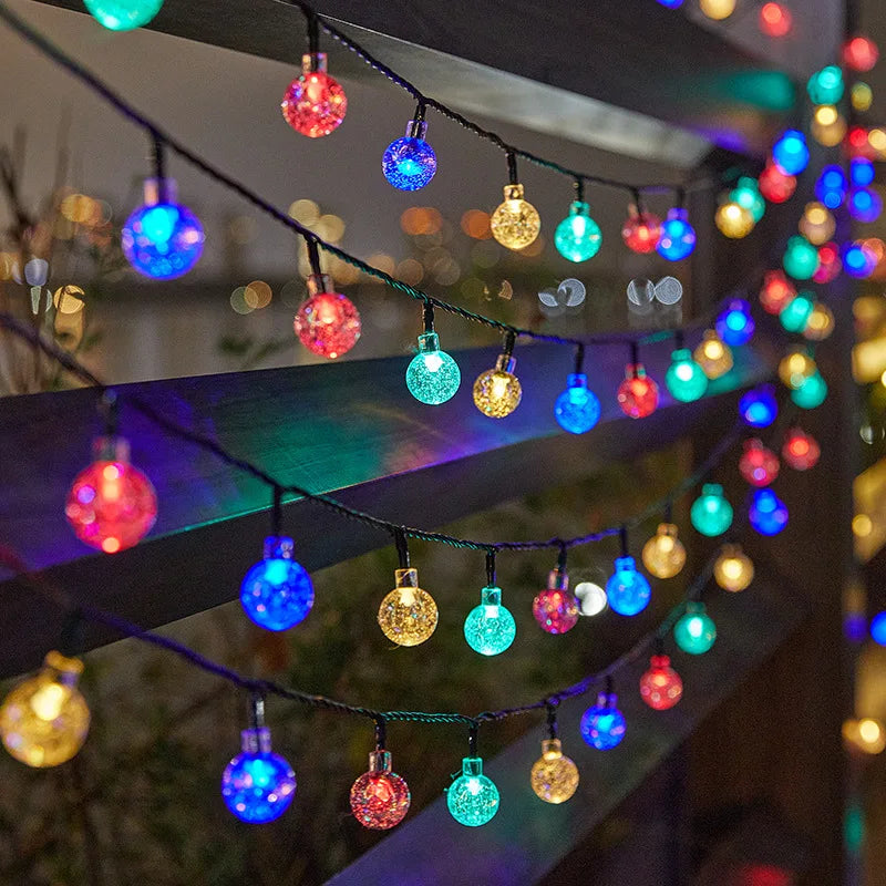 Solar Bubble Balls Lamp String Lights Outdoor Water Drops Outdoor Waterproof Orb Christmas Lights Patio Holiday Party The Home Essentials