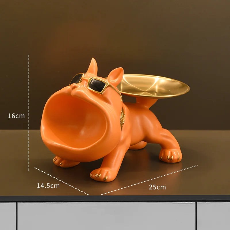 Resin Dog Statue Bulldog Statue Storage Tray Animal Decoration Resin Craft Art Sculpture Statue Dog Sculpture Home Decoration The Home Essentials