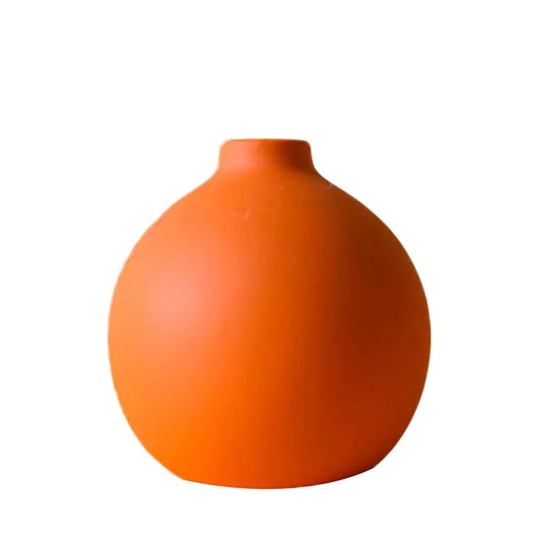 Nordic Ceramic Vase  Solid Color Simple Art Flower Pot Decoration With Small Bottleneck  For Table Shelf Dining Room The Home Essentials