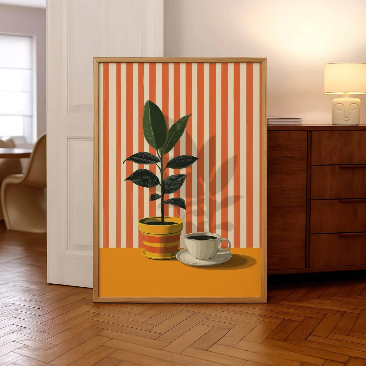 Vintage Coffee Plant Warm Stripes Canvas Prints Poster Retro MinimalistSuitable for Decoration in Living Rooms Bedrooms The Home Essentials