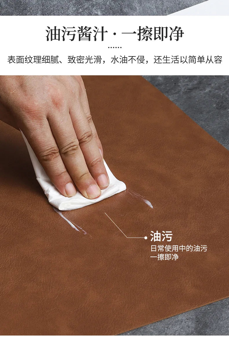 Luxury Placemat Leather Waterproof Double Layer Cowhide  Western Food Mat Hotel Insulation Mat Placemats for Dinning Table The Home Essentials