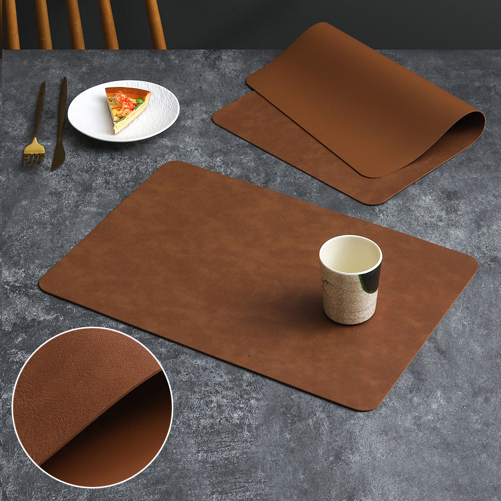 Luxury Placemat Leather Waterproof Double Layer Cowhide  Western Food Mat Hotel Insulation Mat Placemats for Dinning Table The Home Essentials