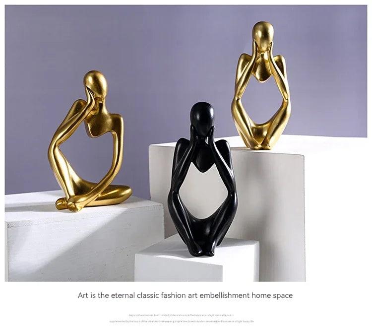 Sand Color The Thinker Abstract Statues Sculptures Yoga Figurine Nordic Living Room Home Decor Decoration Maison Desk Ornaments The Home Essentials