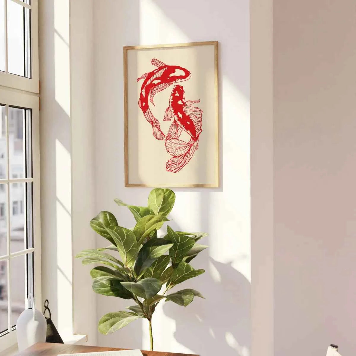 Japanese Red Koi Fish Canvas Prints Poster Modern Minimalism Aesthetic Art Prints Bedroom Kitchen Home Decor Art Poster Gifts