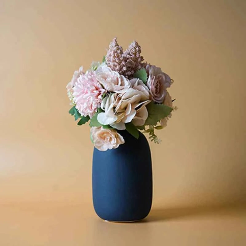 Nordic Ceramic Vase  Solid Color Simple Art Flower Pot Decoration With Small Bottleneck  For Table Shelf Dining Room