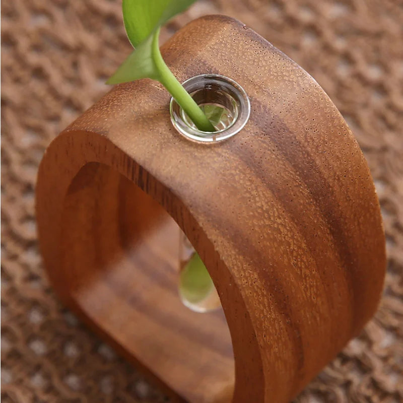 Solid Wood Flower Utensil Creative Flower Arrangement Simple Glass Plant Flower Insert Mini Water-grown Vase The Home Essentials
