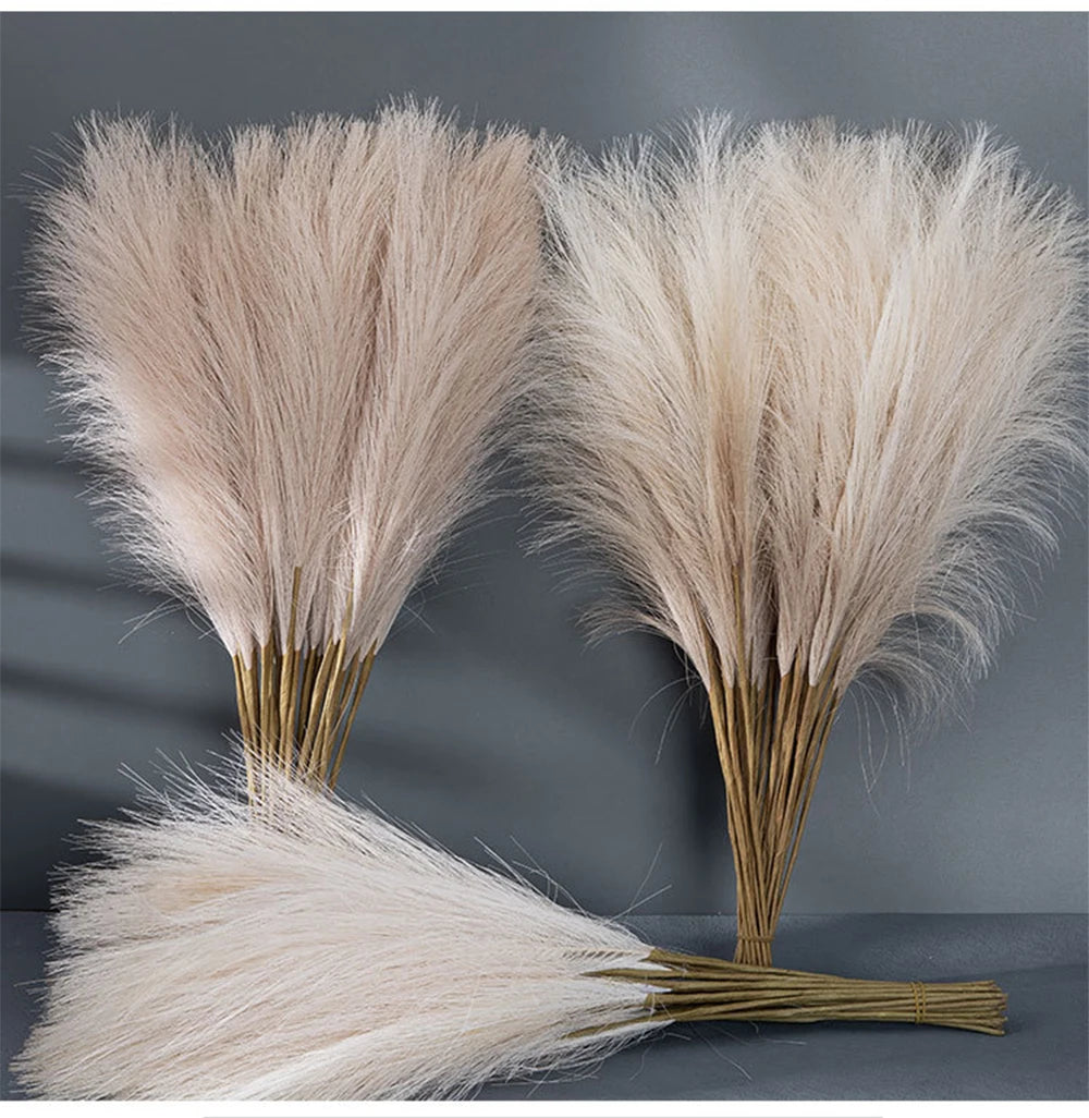 5/10/20PCS Fluffy Pampas Grass Boho Decor Artificial Flower Fake Plant Reed Simulated Party Wedding Home Decoration 42CM The Home Essentials
