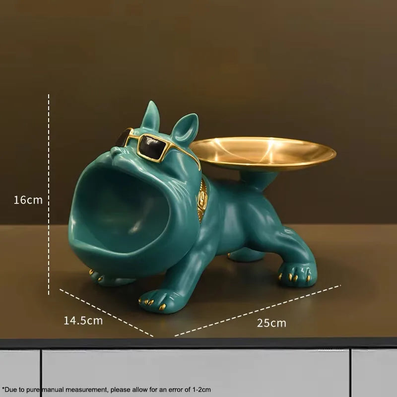 Resin Dog Statue Bulldog Statue Storage Tray Animal Decoration Resin Craft Art Sculpture Statue Dog Sculpture Home Decoration The Home Essentials