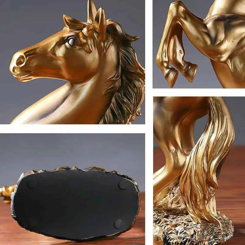 European Style Home Resin Victory Horse Statue, Living Room ，Cabinet,Office Desktop Decoration  Animal Figurines
