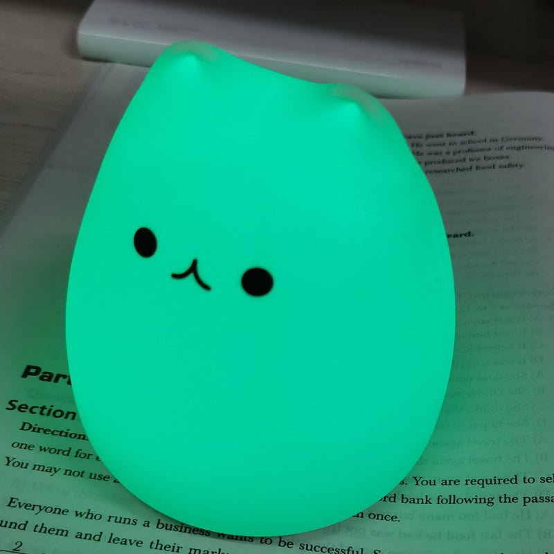 Mini Popular Cat Baby Night Lamp 7-color Pat Touch Color-changing Eye Protection Bedroom Bedside Night Light Gift Children The Home Essentials