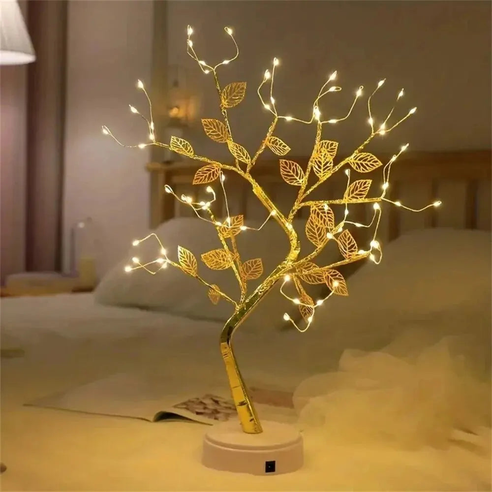LED Rose Leaf Table Lamp USB Christmas Tree Fairy Light Night Lights Home DIY Party Wedding Bedroom Decoration Mother's Day Gift The Home Essentials