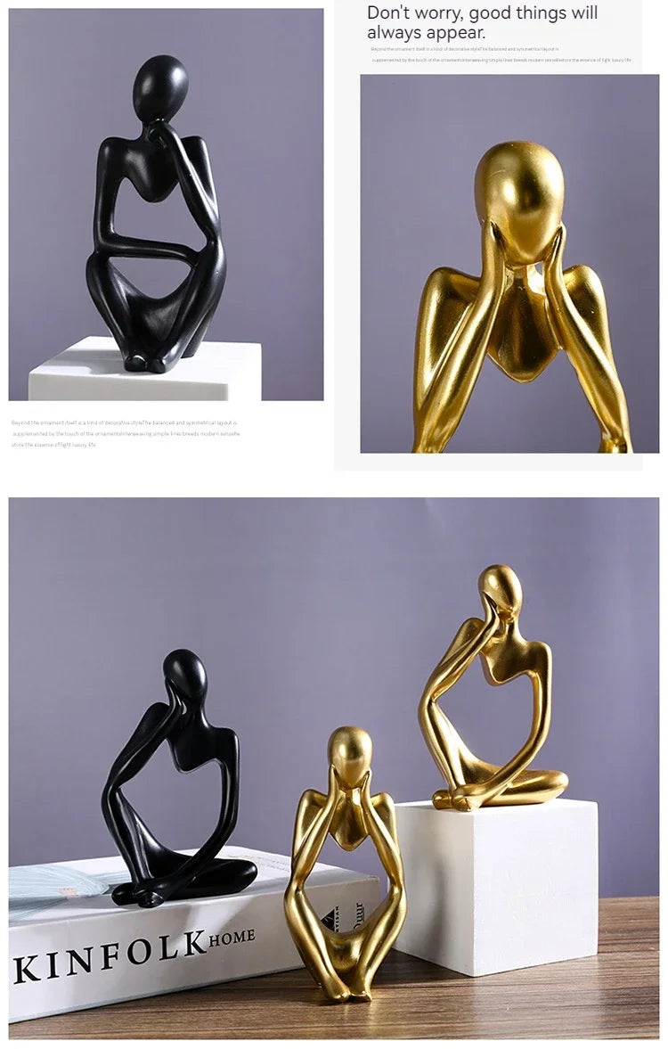 Sand Color The Thinker Abstract Statues Sculptures Yoga Figurine Nordic Living Room Home Decor Decoration Maison Desk Ornaments The Home Essentials