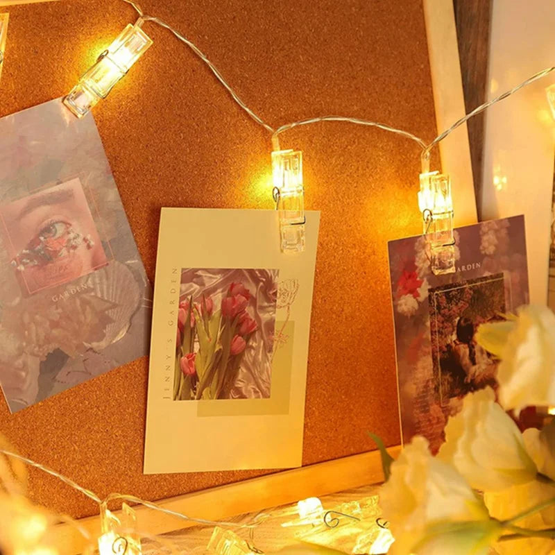 1Pack Photo Clip String Lights 10/20/30/40Led Fairy Lights For Hanging Pictures Cards Light Clips Graduation Party Wedding Decor The Home Essentials