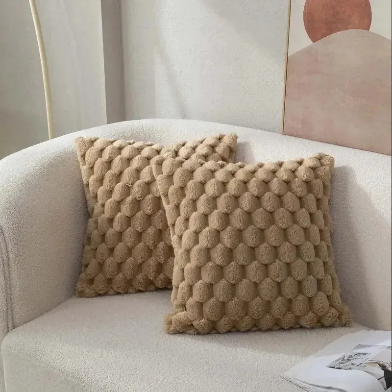 1pcs Pineapple Grid Turtle Pattern 3D Soft Plush Throw Pillowcase,Cream White For Living Room Sofa Bedroom Home Room Decor The Home Essentials