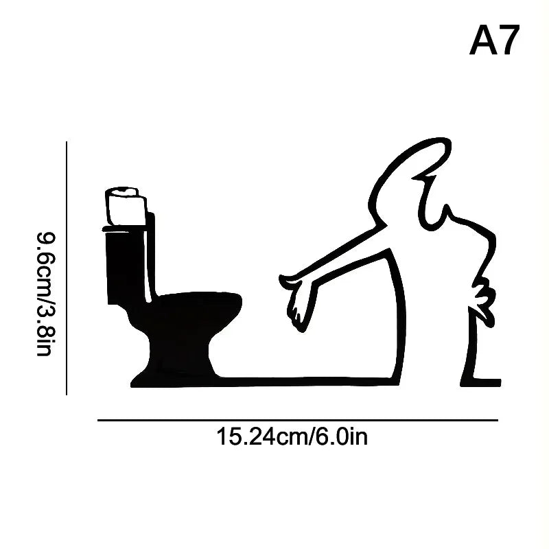 2D Flat Metal Wall Art, Modern Bathroom Decor Sign with Mounting Holes, Easy Install Black Novelty Gift The Home Essentials
