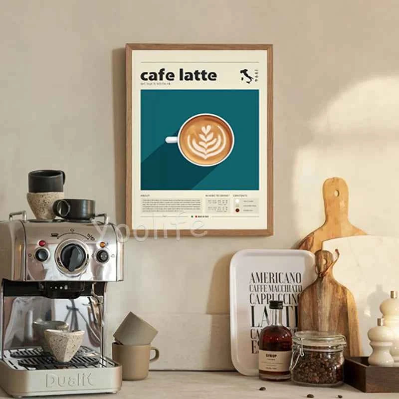 Coffee Culture Poster Latte,Espresso,Cortado Print Modern Kitchen Decor, Vintage Coffee Wall Art Canvas Painting Cafe Shop Decor
