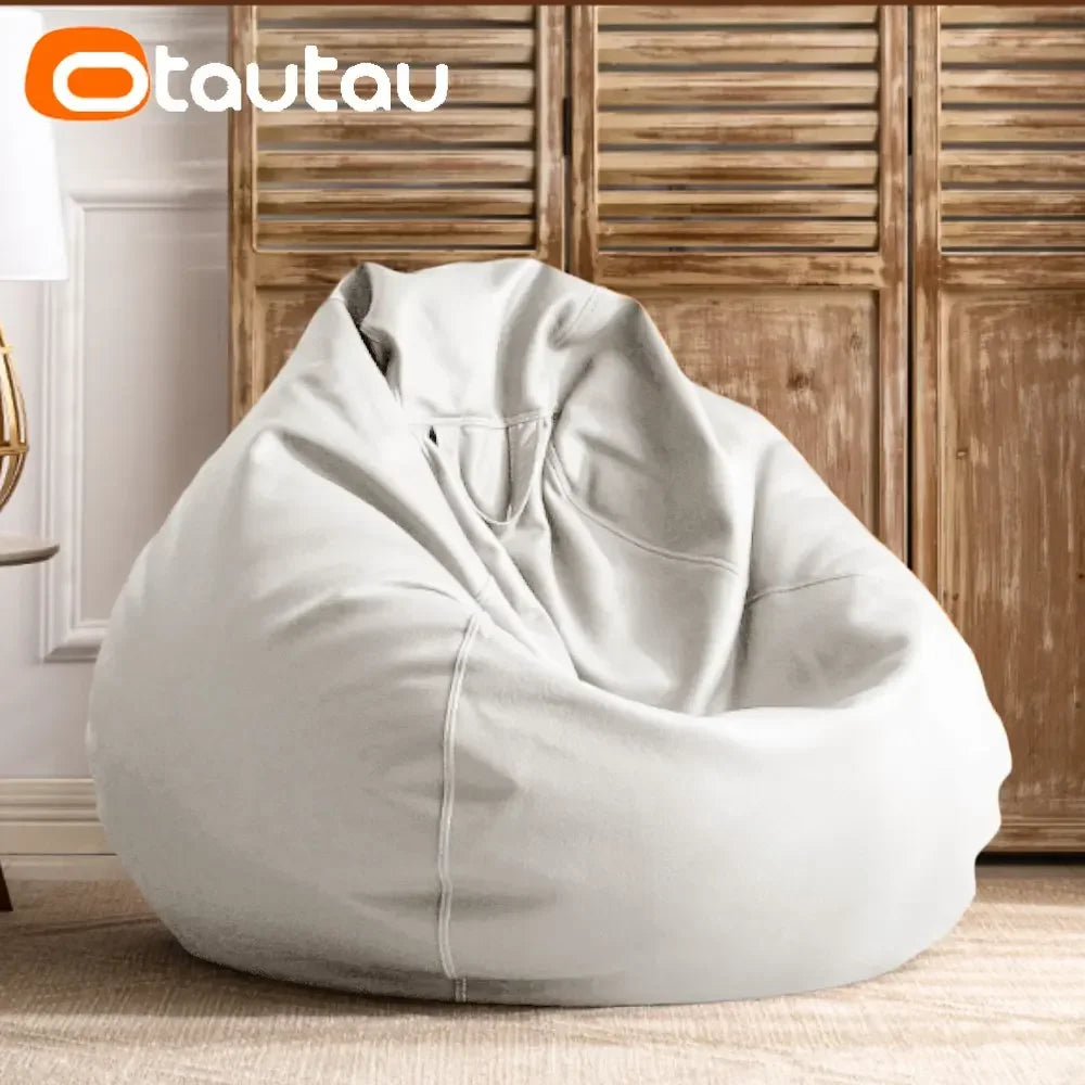 OTAUTAU 2.3ft 70cm Faux Leather Bean Bag Sofas with Filler Comfy Beanbag Sofa Puff Floor Seat Chaise Lounge Pouf Chair DD004