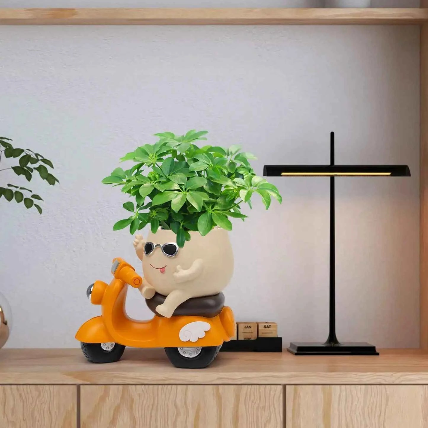 Cute Motorcycle Cartoon Planter, Creative Decorative Pot for Succulents Herbs Small Plants, Indoor Outdoor Home Decoration