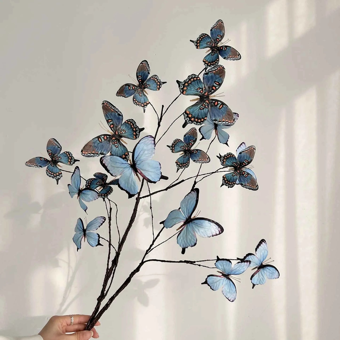 27.6 Inch Artificial Butterfly Flowers with Dried Branches Faux Floral Arrangement for Home Decor Window Display Wedding